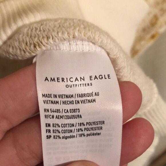 AE XXL Bandana Patchwork White Natural Yellow Print Crewneck Sweatshirt - Picture 9 of 16